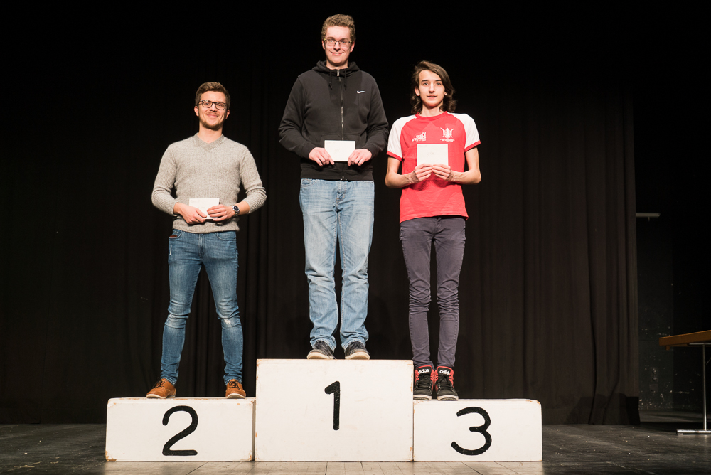 Podium de l'Open de la Broye, de gauche à droite: Nicolas Grandadam, Christophe Rohrer et Theo Stijve